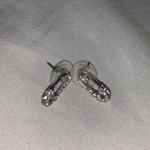 Diamond paper clip earrings